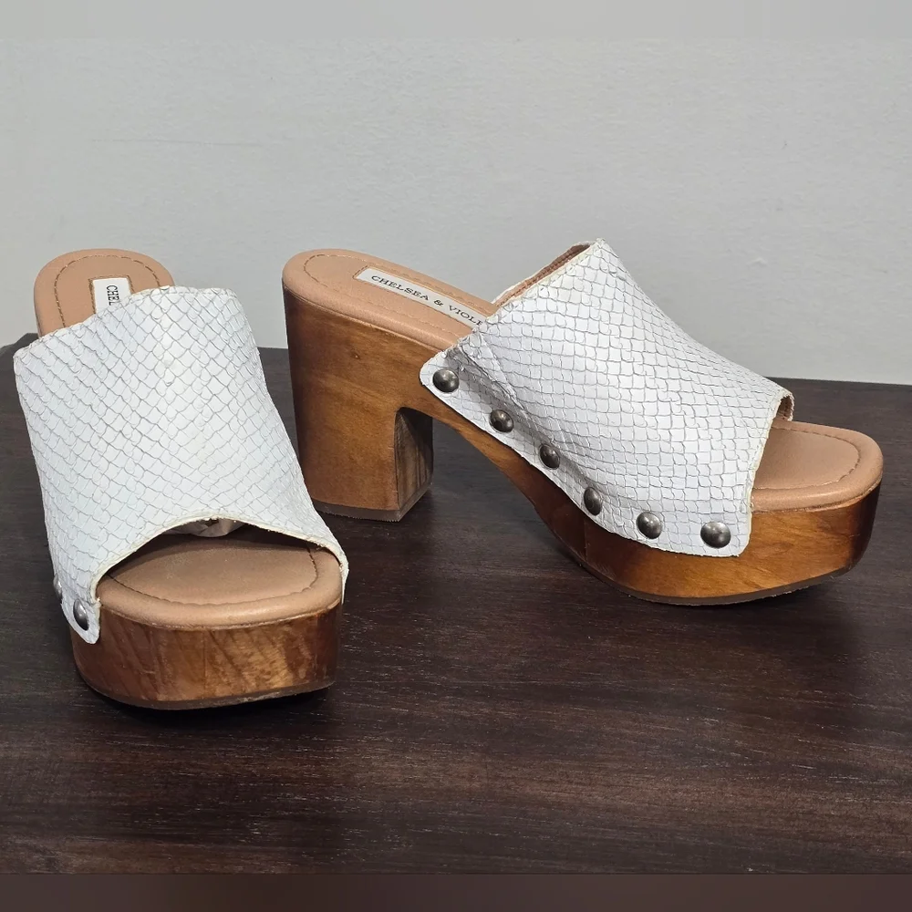 Chelsea & Violet NWT Snake Leather 70s Inspired ClogWomen's Sz 6 - Picture 14 of 14